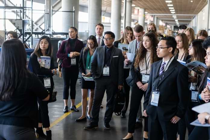 SDSU students in the Convention Center docks.